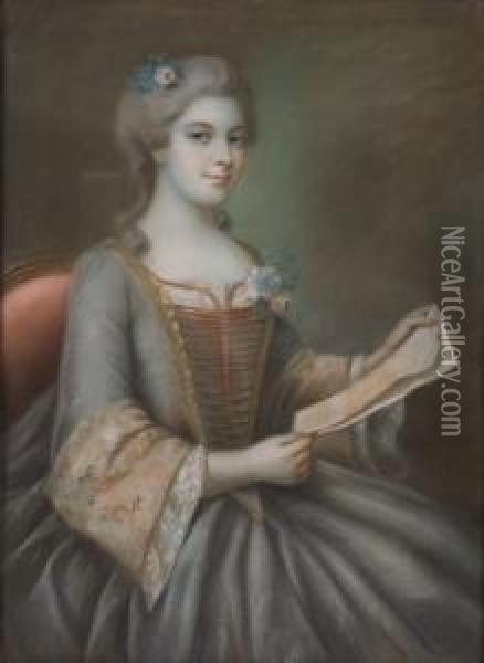 Junge Dame Mit Brief Oil Painting - Jean-Baptiste Mallet