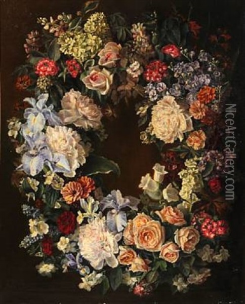 Blomsterkrans Oil Painting - Johan Sophus Just Alexander Wilde