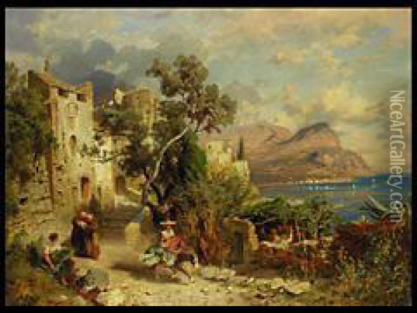 Ansicht Von Capri Oil Painting - August Wilhelm Leu