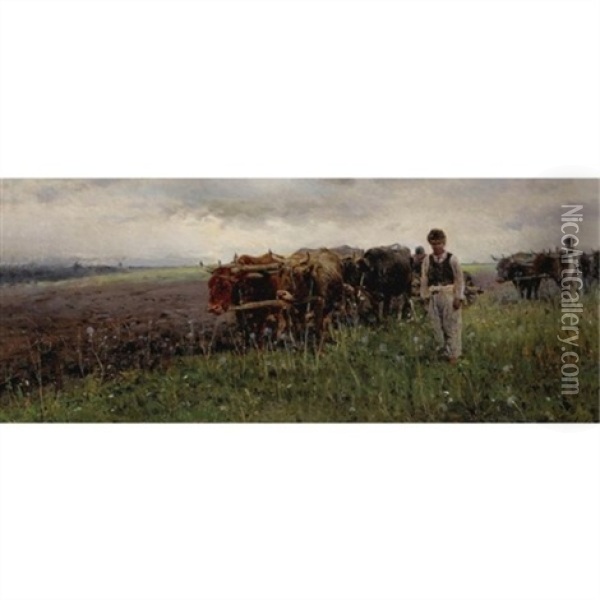 Ploughing The Fields Oil Painting - Vladimir Egorovich Makovsky