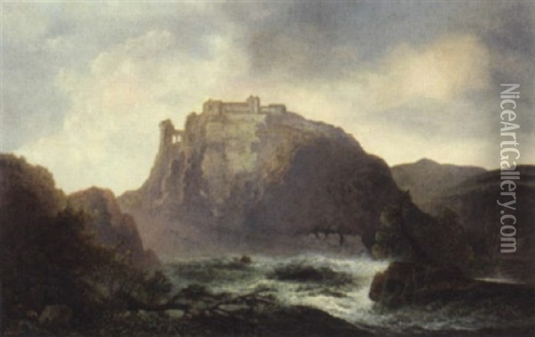 Fluslandschaft Mit Dem Kloster Montecassino Oil Painting - Carl (Baron von) Hafften