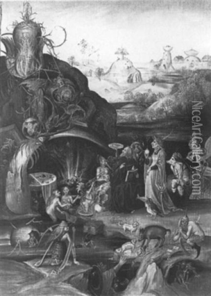 La Tentation De Saint Antoine Oil Painting - Hieronymus Bosch