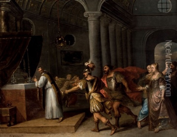 Ataque En La Iglesia Oil Painting - Frans Wouters
