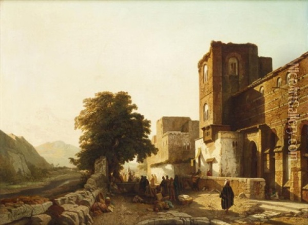 La Halte Aupres Des Ruines Oil Painting - Francois Antoine Bossuet
