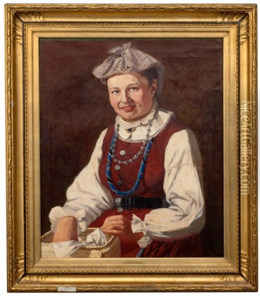 Woman Standing Oil Painting - Sigfrid August Keinanen