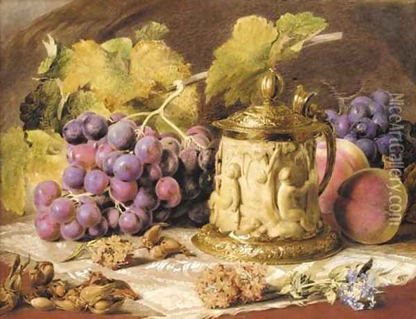 Bacchanalian cup with grapes Oil Painting - Mary Margetts