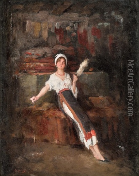 The Spinner Oil Painting - Nicolae Grigorescu