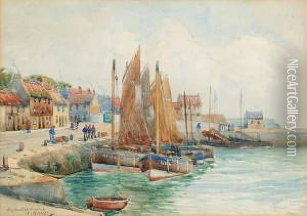 Anstruther Harbour Oil Painting - David Martin