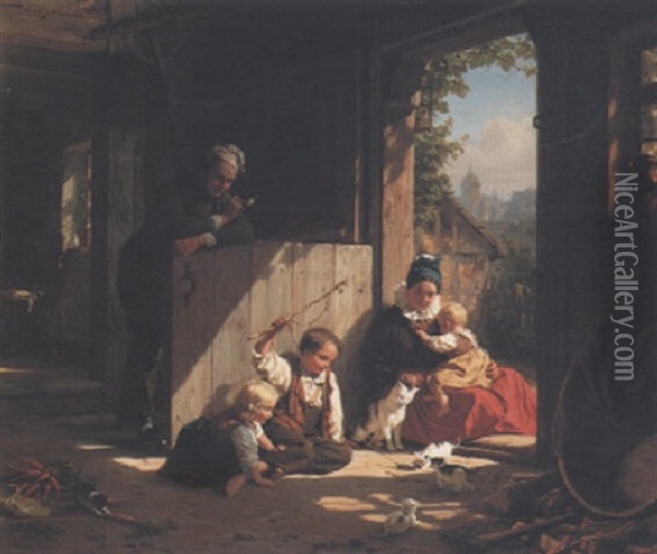 Familiengluck Oil Painting - Friedrich Eduard Meyerheim