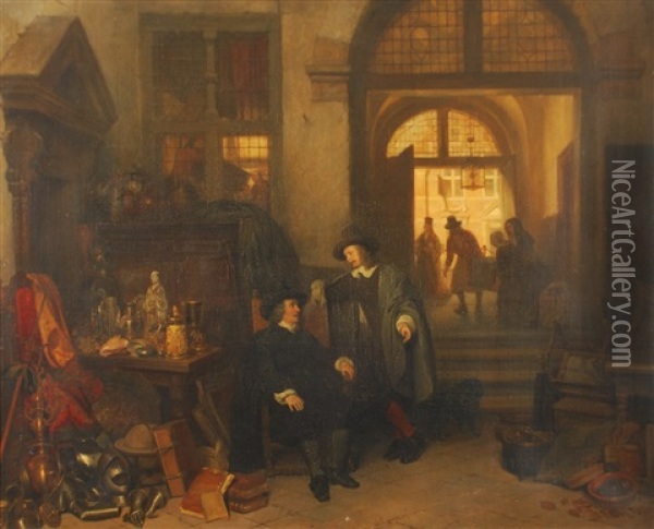Le Cabinet De Curiosite Oil Painting - Hubertus van Hove