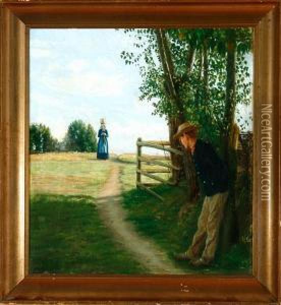A Proposal Oil Painting - Laurits Andersen Ring