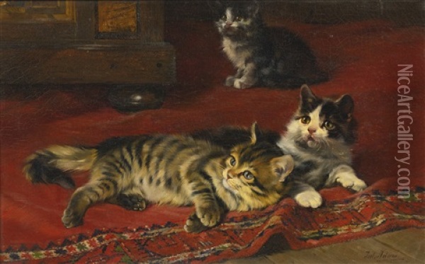 Kittens Oil Painting - Julius Adam the Elder