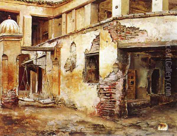 Courtyard In Morocco Oil Painting - Edwin Lord Weeks