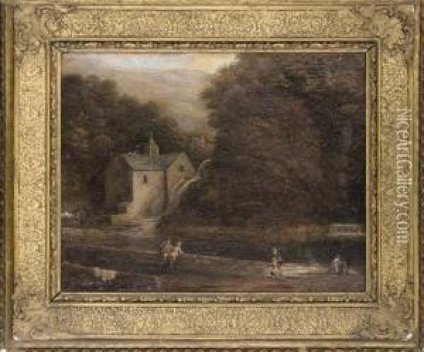 Before The Old Mill Oil Painting - Benjamin Barker Of Bath