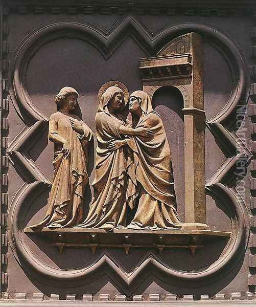 South Doors: The Visitation Oil Painting - Andrea Pisano