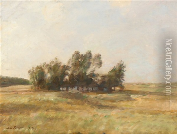 A View Over The Fields Oil Painting - Julius Paulsen