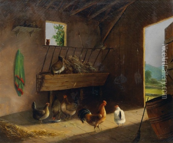 The Chicken Coop Oil Painting - Charles Henry Miller