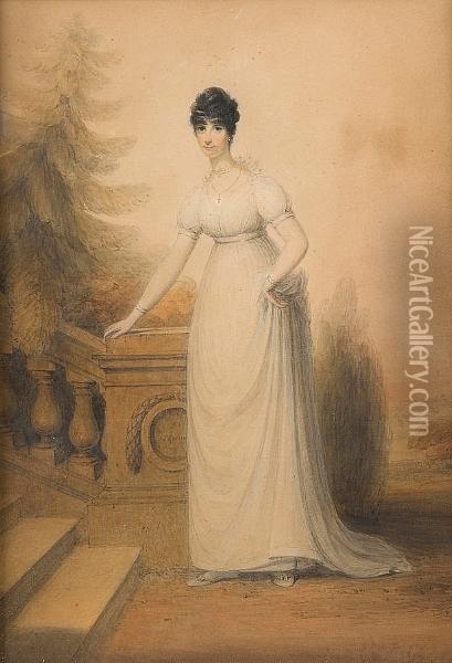 A Portrait Of Mary Ann Hasted, Wife Of Reverend Hasted Oil Painting - James Green