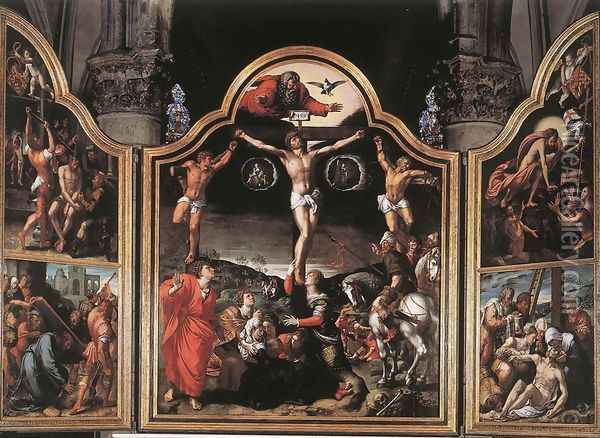 Altarpiece of Calvary c. 1534 Oil Painting - Bernaert van Orley