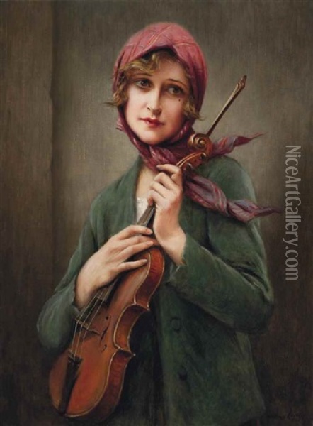 The Violinist Oil Painting - Francois Martin-Kavel