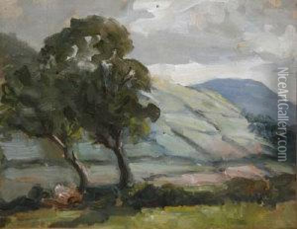 Wicklow Landscape Oil Painting - George W. Yeates
