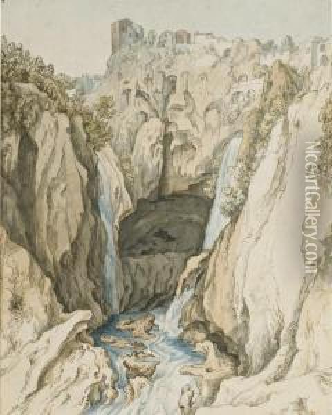 Vue Des Cascades De Tivoli Oil Painting - Johann Heinrich Wilhelm Tischbein I