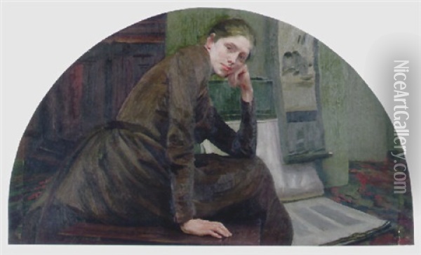 Portrait Of Madam Pottier Oil Painting - Albert Besnard