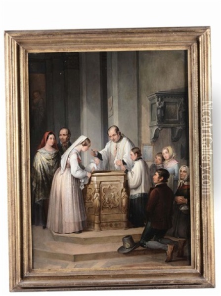 Battesimo Di Bimbo Oil Painting - Giuseppe Moricci