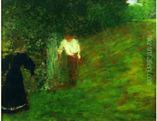 Homme Et Femme Pres D'un Arbre Oil Painting - Jean-Edouard Vuillard