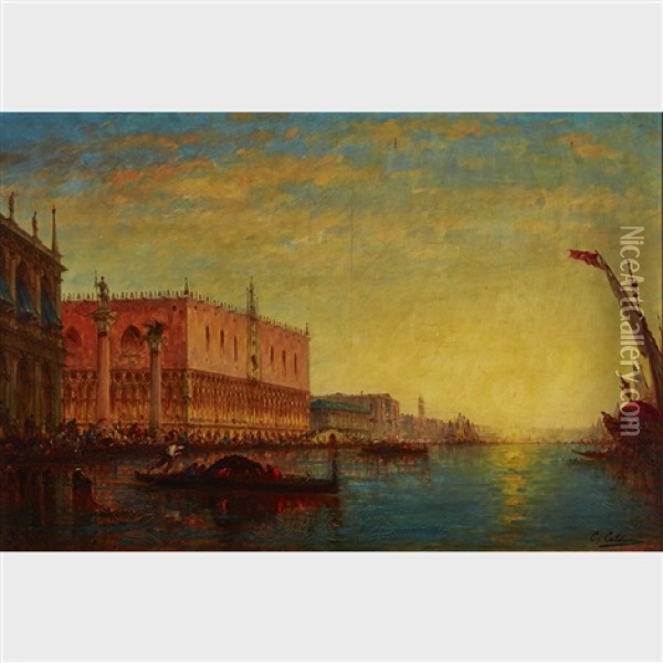 Grand Canal Venice Oil Painting - Charles Clement Calderon