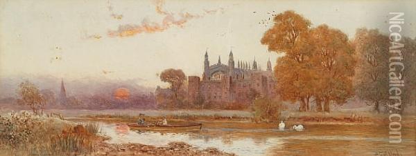 'windsor Castle From The Thames' And 'eton Chapel From The Thames' Oil Painting - Walker Stuart Lloyd