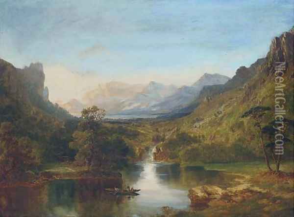 A boat in a lakeland landscape Oil Painting - English School