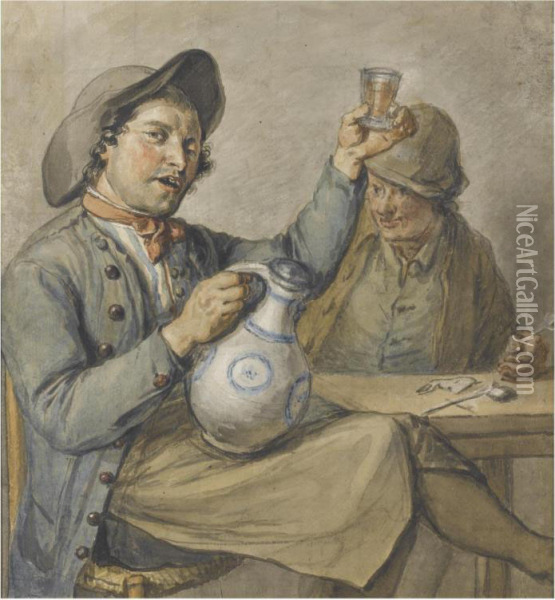 The Merry Drinkers Oil Painting - Wijbrand Hendriks