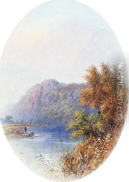 A River Landscape Oil Painting - Walter Williams