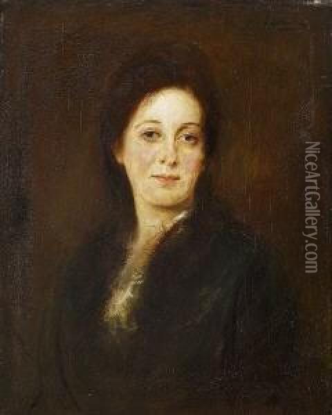 Damenportrat. Oil Painting - Franz von Lenbach