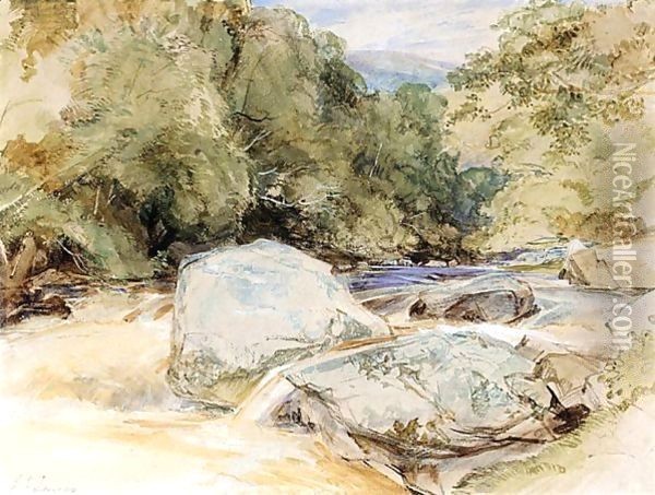 The Valley Of The Lynn, Devon Oil Painting - John Frederick Lewis