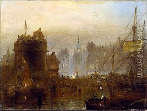 London Bridge Et Saint Paul Oil Painting - Claude T. Stanfield Moore