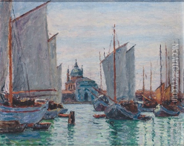 Schiffe An Der Zattere In Venedig Oil Painting - Max Arthur Stremel