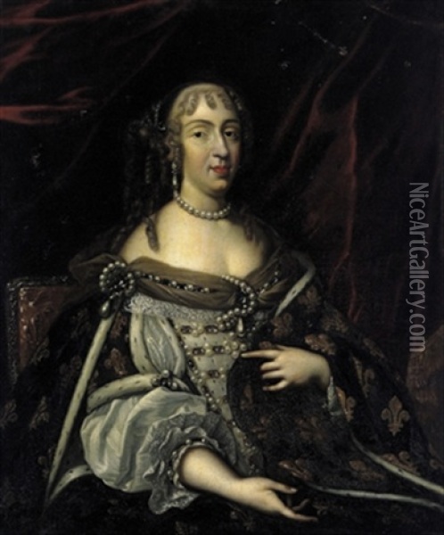 Bildnis Der Koniglichen Prinzessin Anna-marie-louise D'orleans, Duchesse De Montpensier Oil Painting - Charles Beaubrun