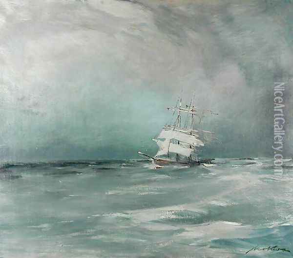 Sailboat in the Sea Oil Painting - Marian Mokwa
