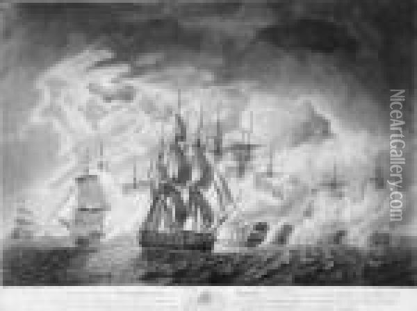 To The Right Honourable Earl 
Spencer First Lord Commissioner Of Theadmiralty, This Plate Representing
 His Majesty's Ship Glattoncommanded By Captn. Henry Trollope, Attacking
 A Frenchsquadron Oil Painting - Robert Dodd