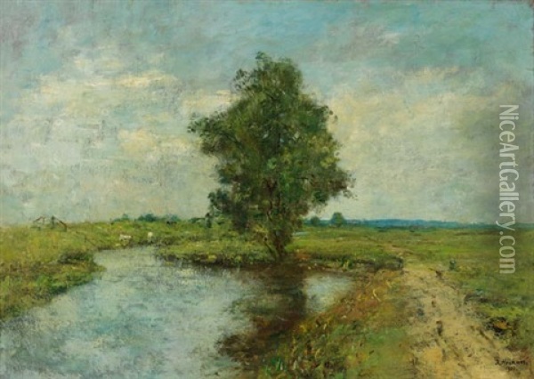 Flusslandschaft Bei Wedel Oil Painting - Rudolf Hoeckner