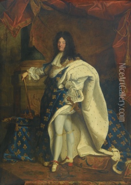 Portrait De Louis Xiv En Costume De Sacre Oil Painting - Hyacinthe Rigaud