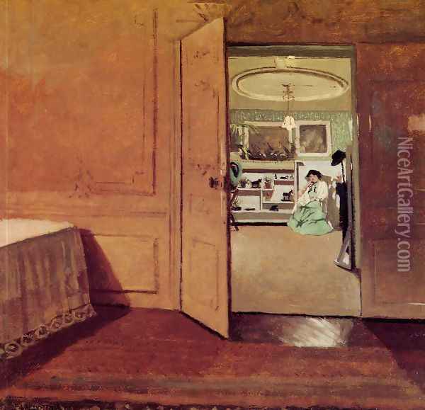 Interior, Vestibule by Lamplight Oil Painting - Felix Edouard Vallotton
