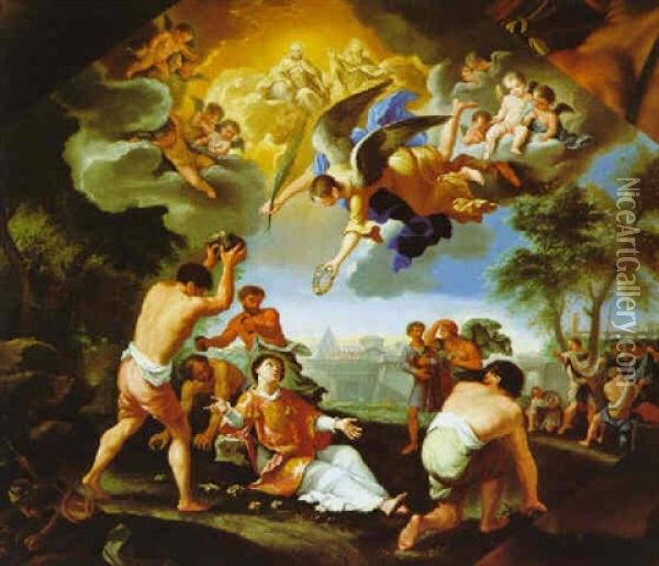 Lapidazione Di Santo Stefano Oil Painting - Luigi Garzi