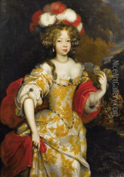 Portrait Allegorique D'hortense Mancini, Duchesse De Mazarin Oil Painting - Henri Gascars