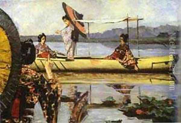 In A Boat Oil Painting - Vasili Vasilyevich Vereshchagin