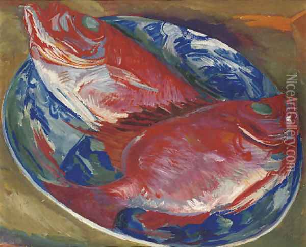 Still life with fish Oil Painting - Aleksandr Evgen'evich Iakovlev