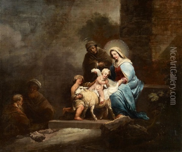 Die Heilige Familie Mit Dem Johannesknaben Oil Painting - Christian Wilhelm Ernst Dietrich