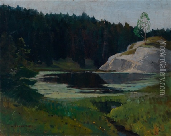 Schwarze Lacke Karersee, Sudtirol Oil Painting - Alfred Poell